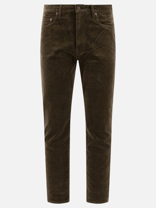 Beams Plus Pantaloni in velluto a coste 13901608_S Green 1