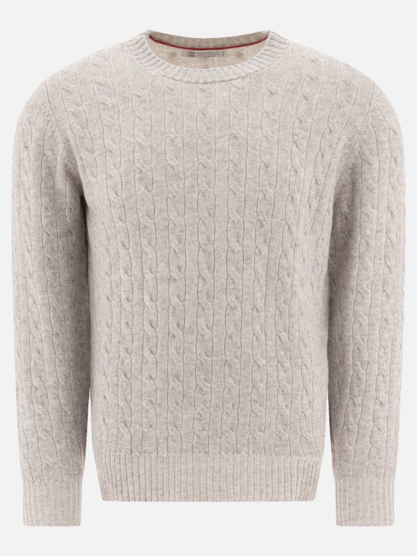 Brunello Cucinelli Cashmere vanisé cable knit sweater Grey