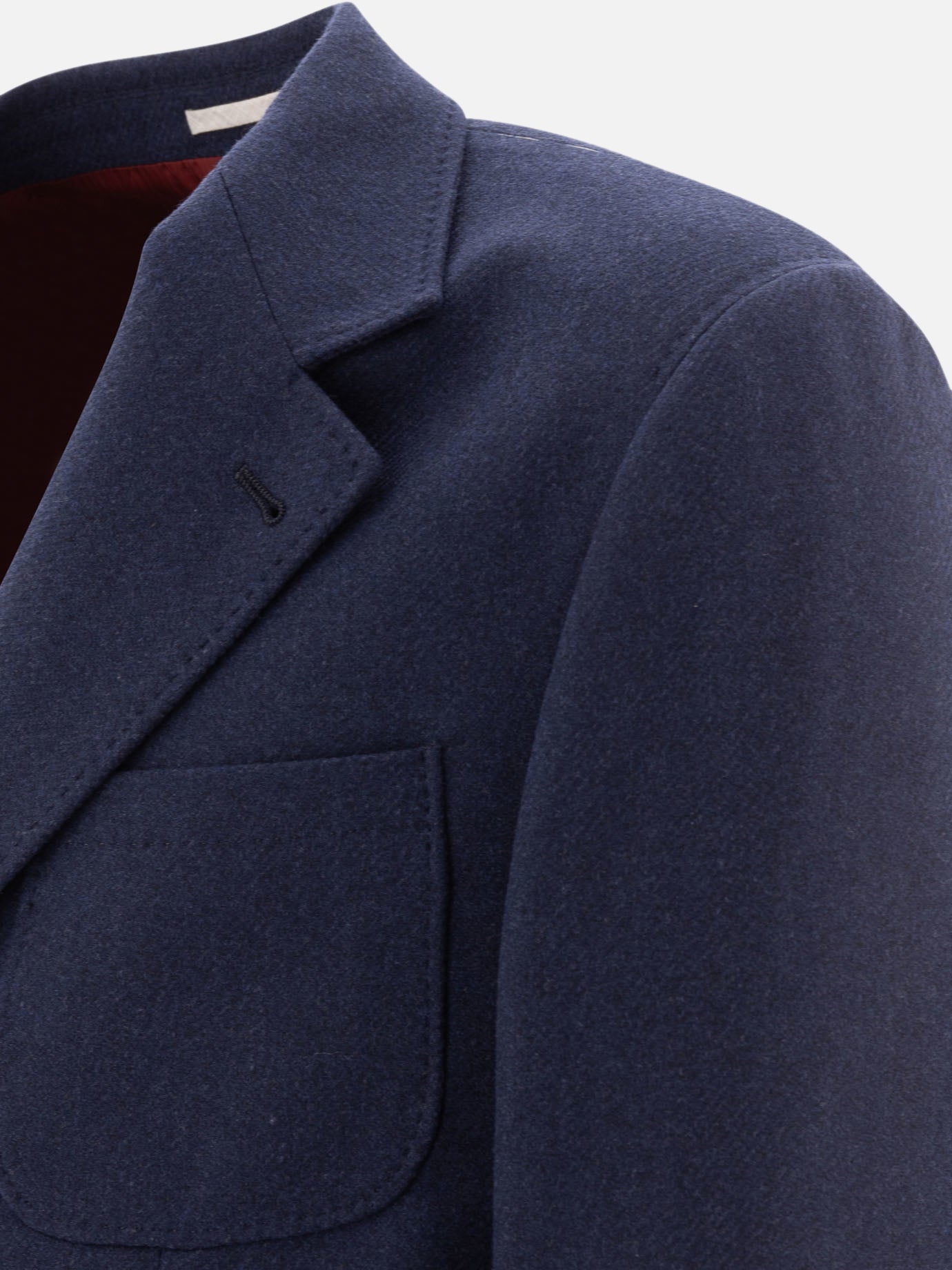 Brunello Cucinelli Wool, silk and cashmere diagonal deconstructed blazer with patch pockets Blue