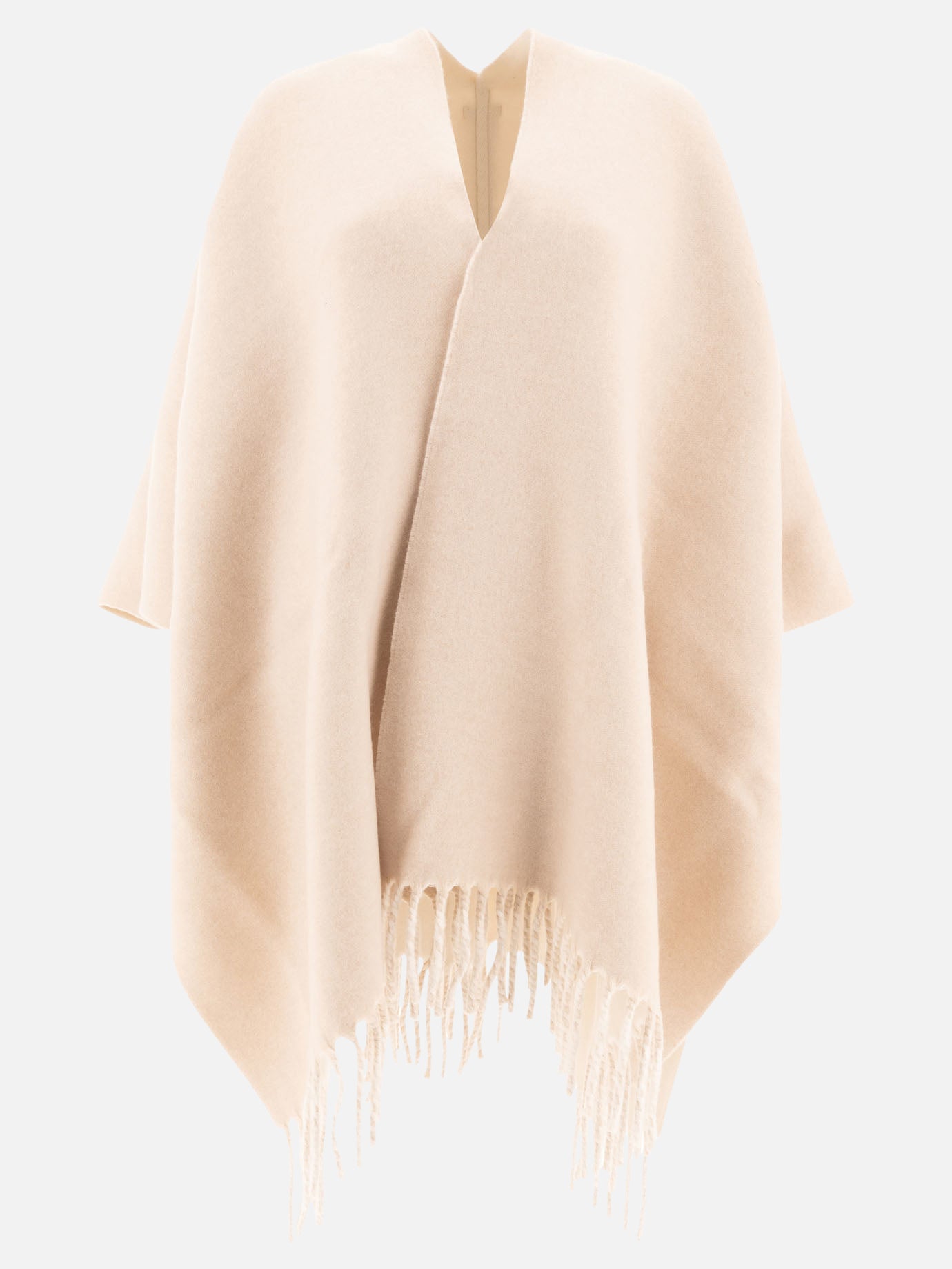 Poncho in maglia double di lana e cashmere