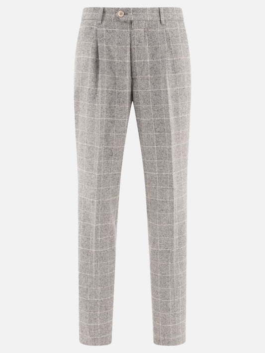 Brunello Cucinelli Prince of Wales tailored trousers Grey