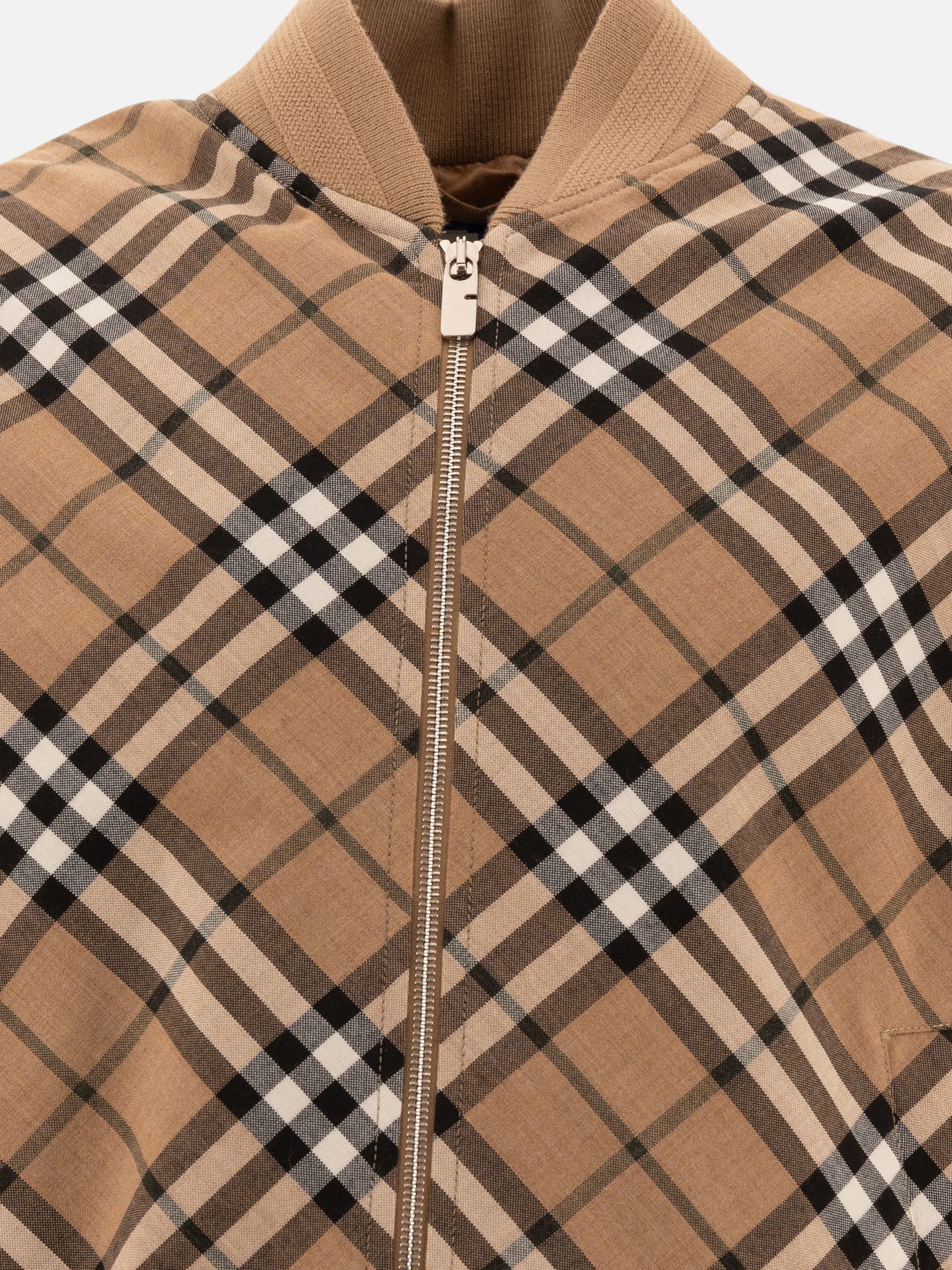 Burberry Check wool blend "Harrington" jacket Beige