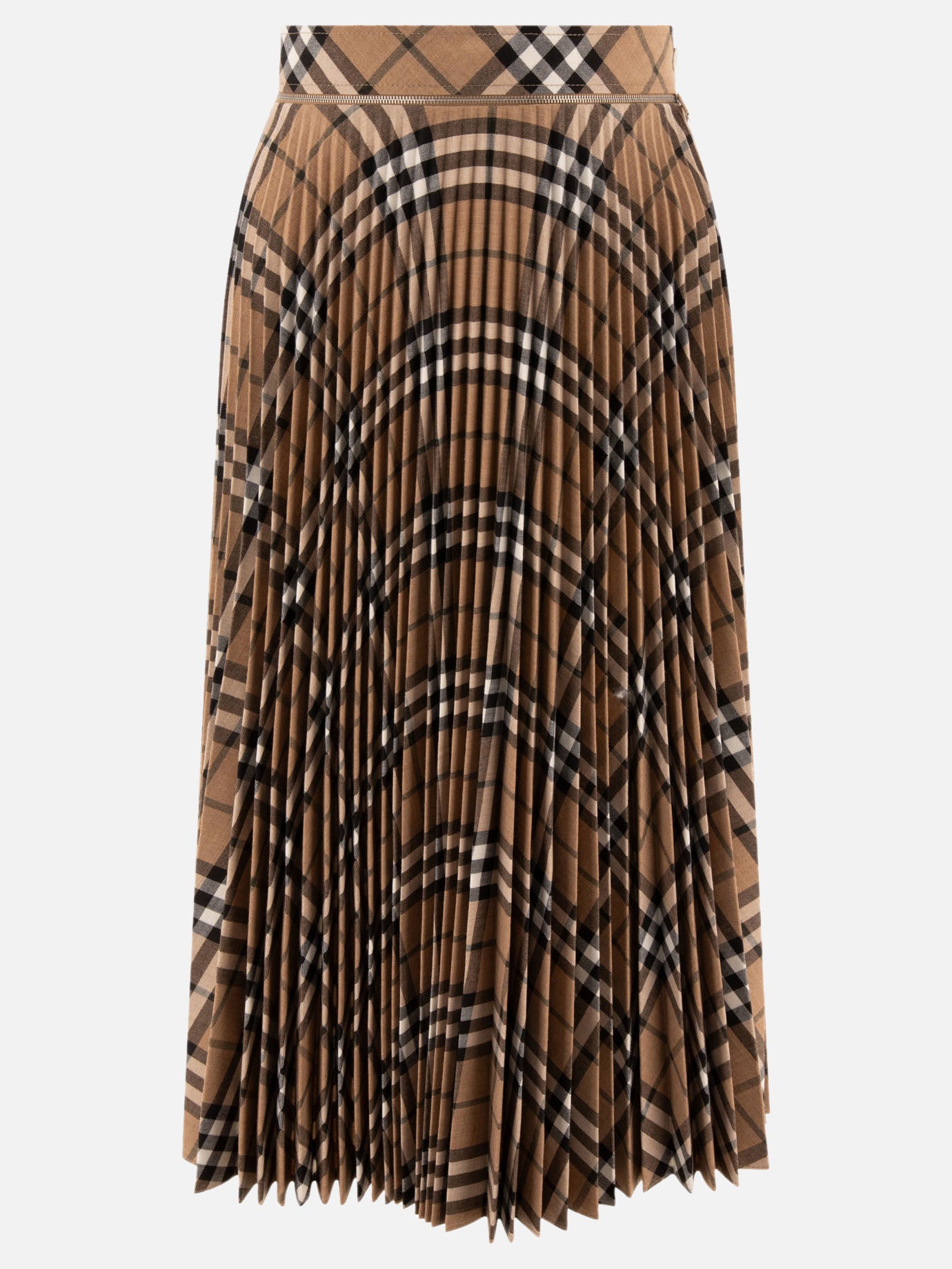 Wool blend pleated Check skirt