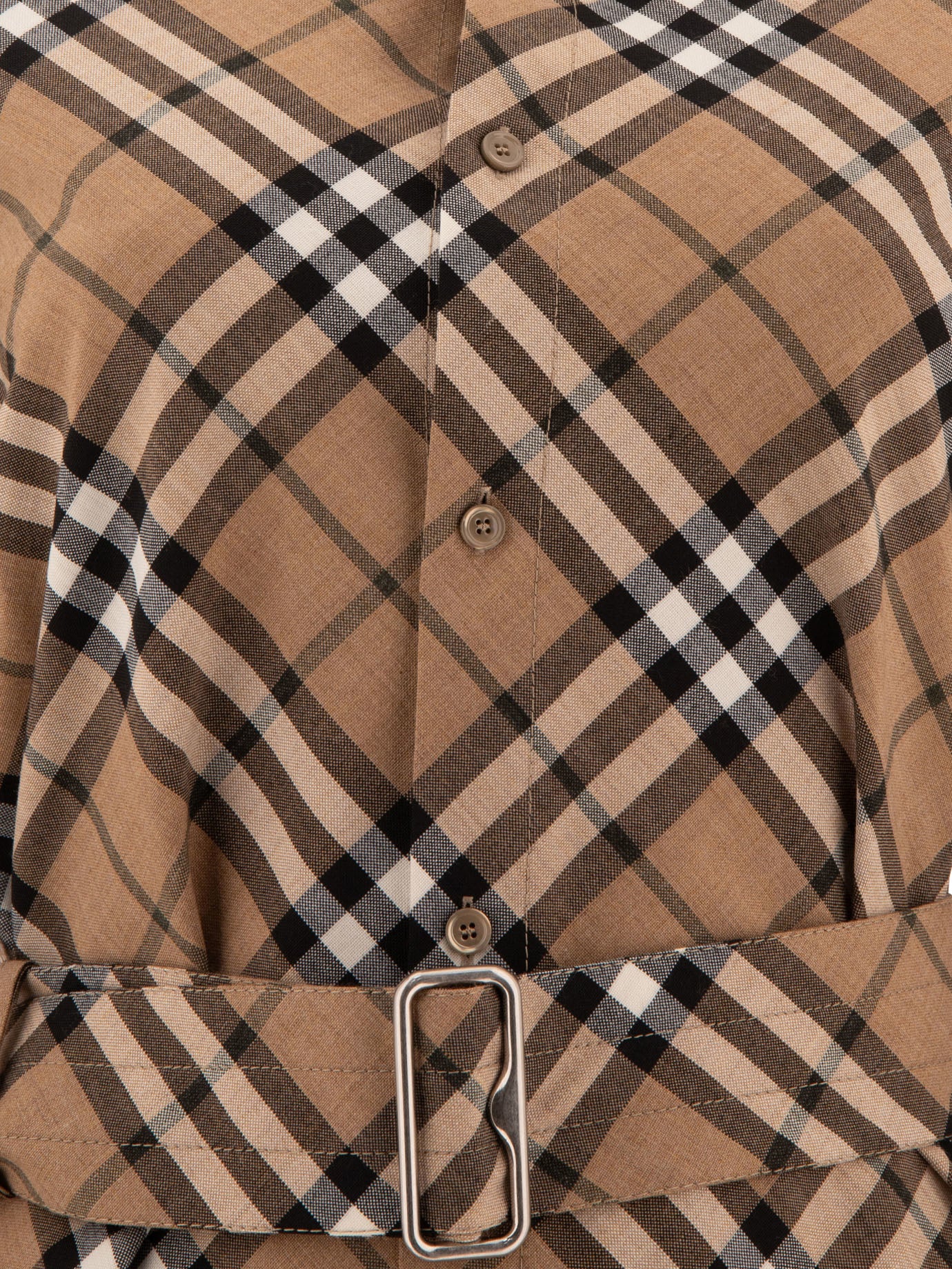 Burberry Check wool blend shirt dress Beige