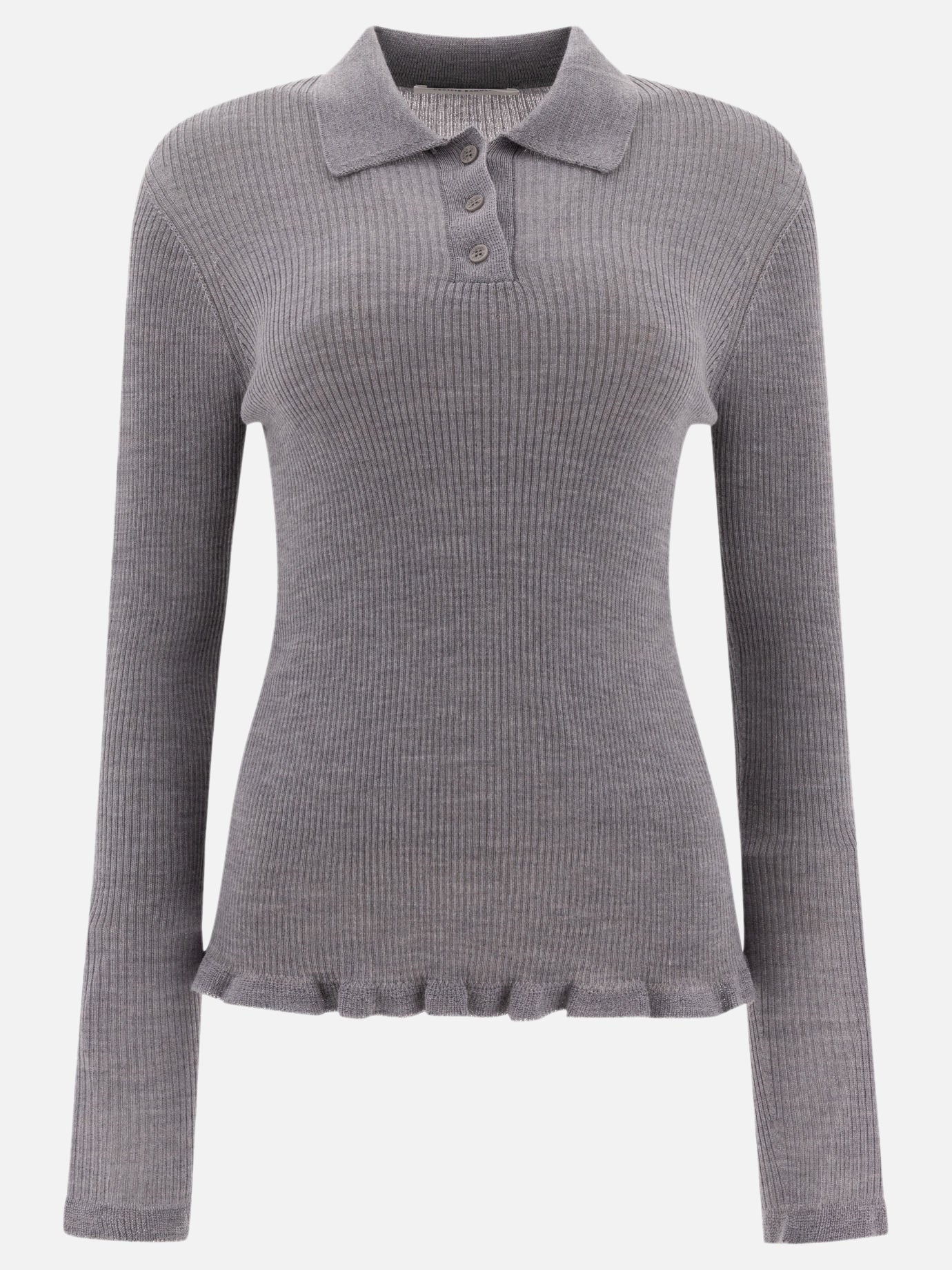 Cecilie Bahnsen "Oda" ribbed polo shirt Grey