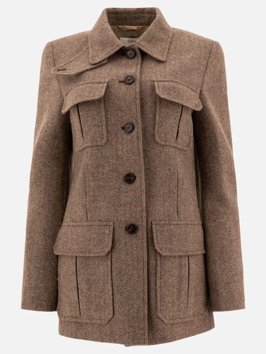 Quilted & Utility Jackets Herringbone  Brown - Chloé Women | PLP | VIETTI Online Store 
