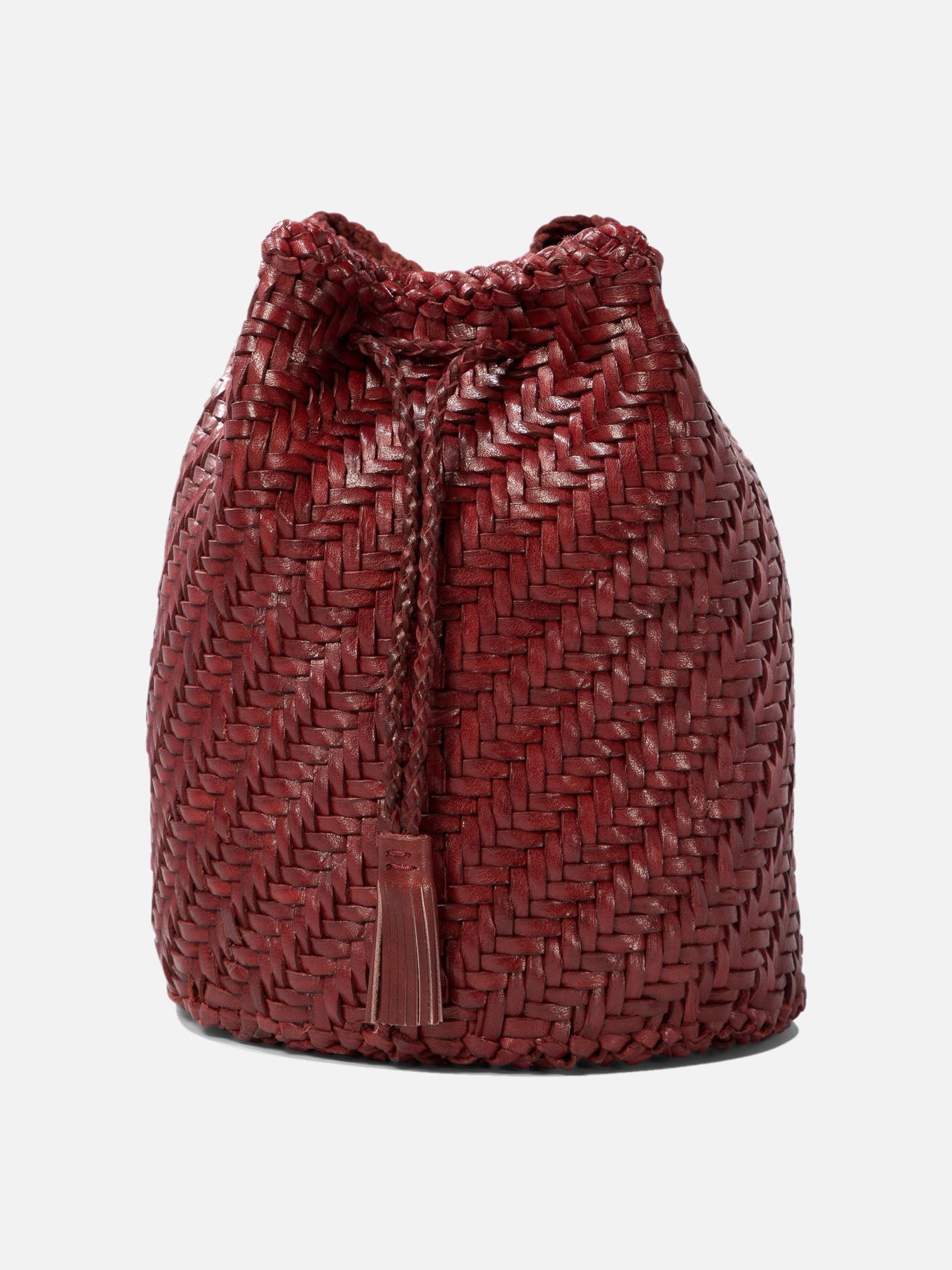 Dragon Diffusion "Pompom Double Jump" bucket bag Bordeaux