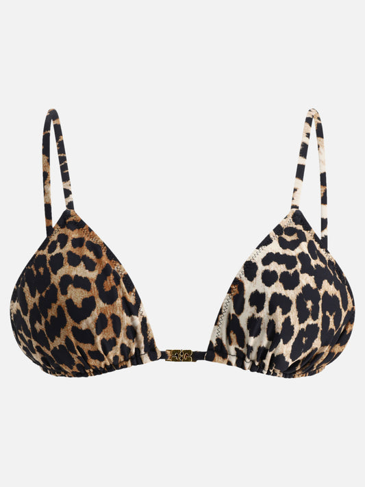 Top bikini con stampa Leopard