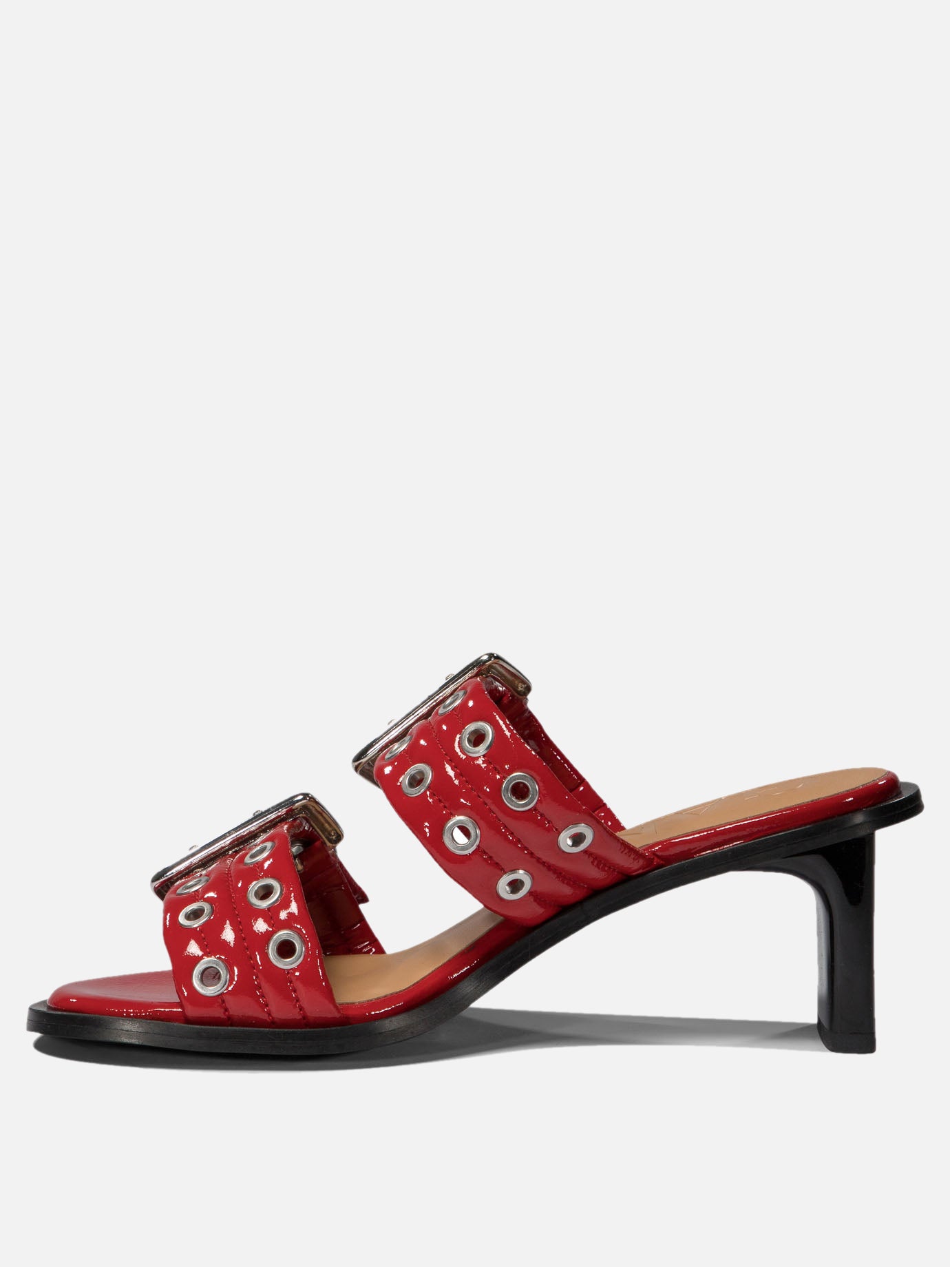 Ganni "Buckle" mules Red