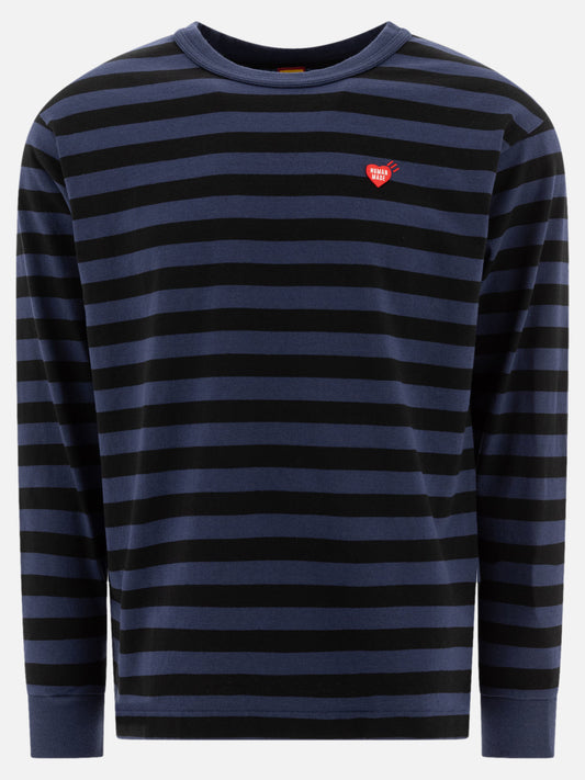 Human Made Striped t-shirt with logo patch Blue