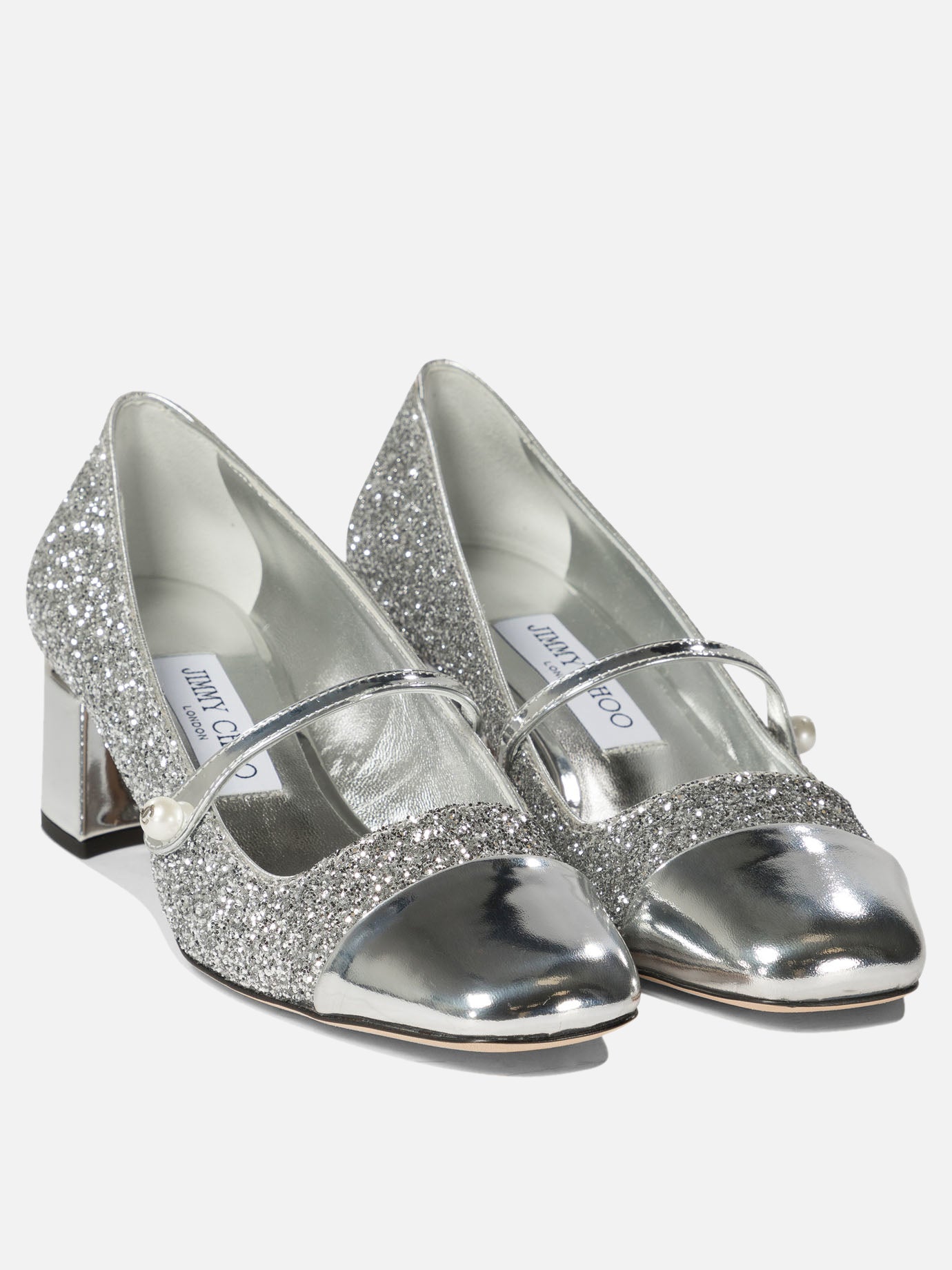 Jimmy Choo "Elisa 45" glittered pumps Silver