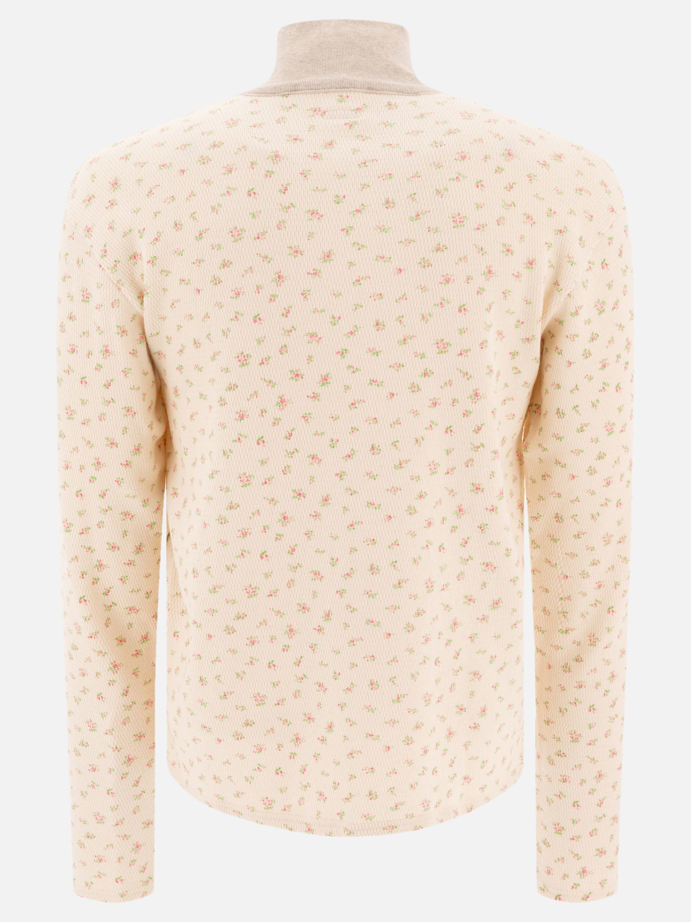 KAPITAL "Small Flower" half-zip sweatshirt Beige