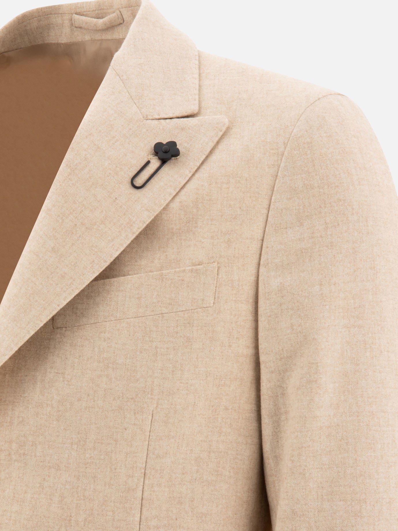 Lardini Single-breasted wool blend blazer Beige