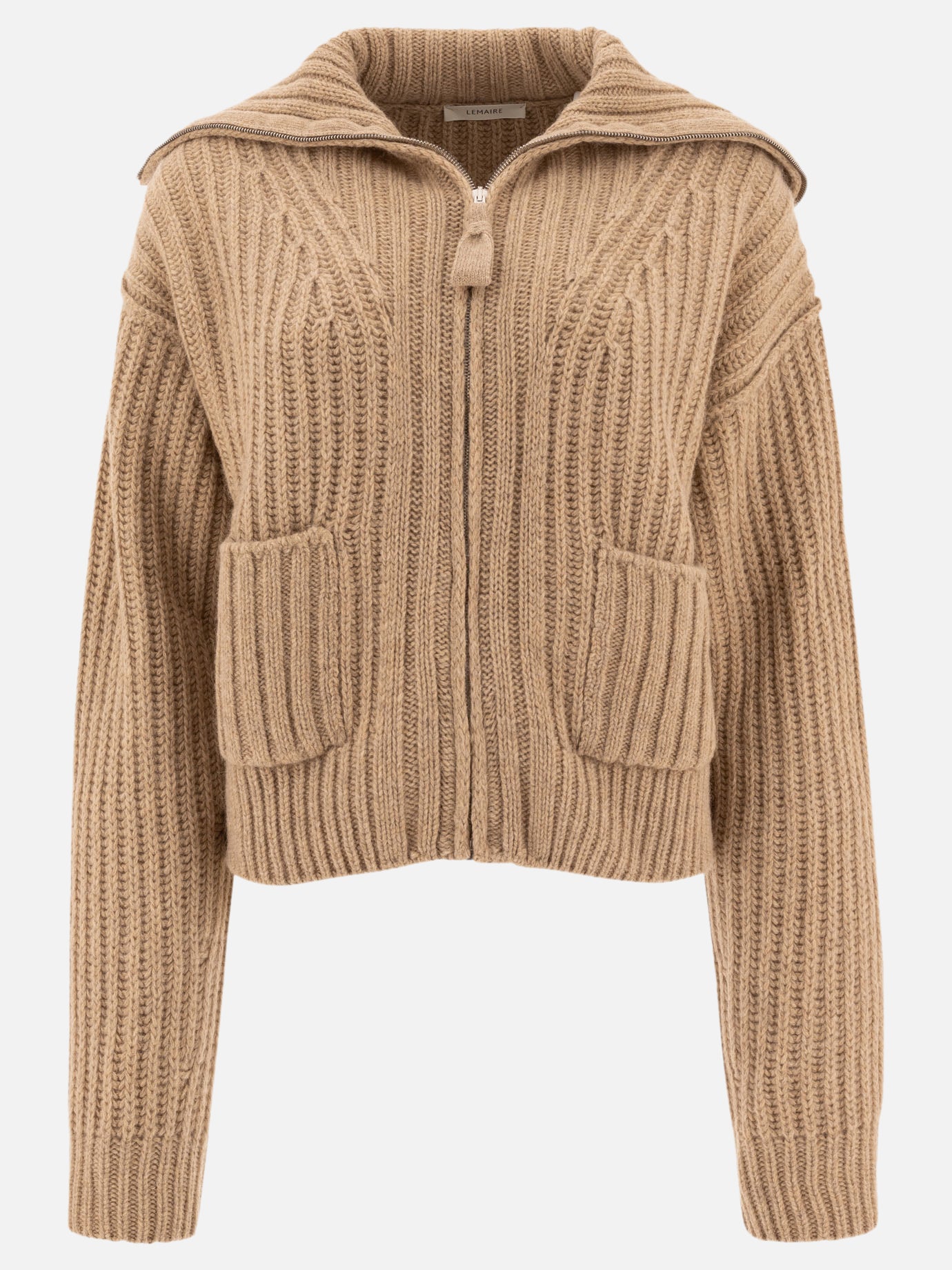 Lemaire Cardigan with trucker collar Beige