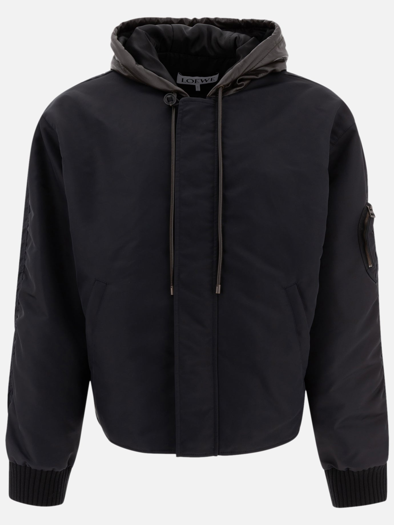 Loewe Hooded bomber jacket in nylon Black