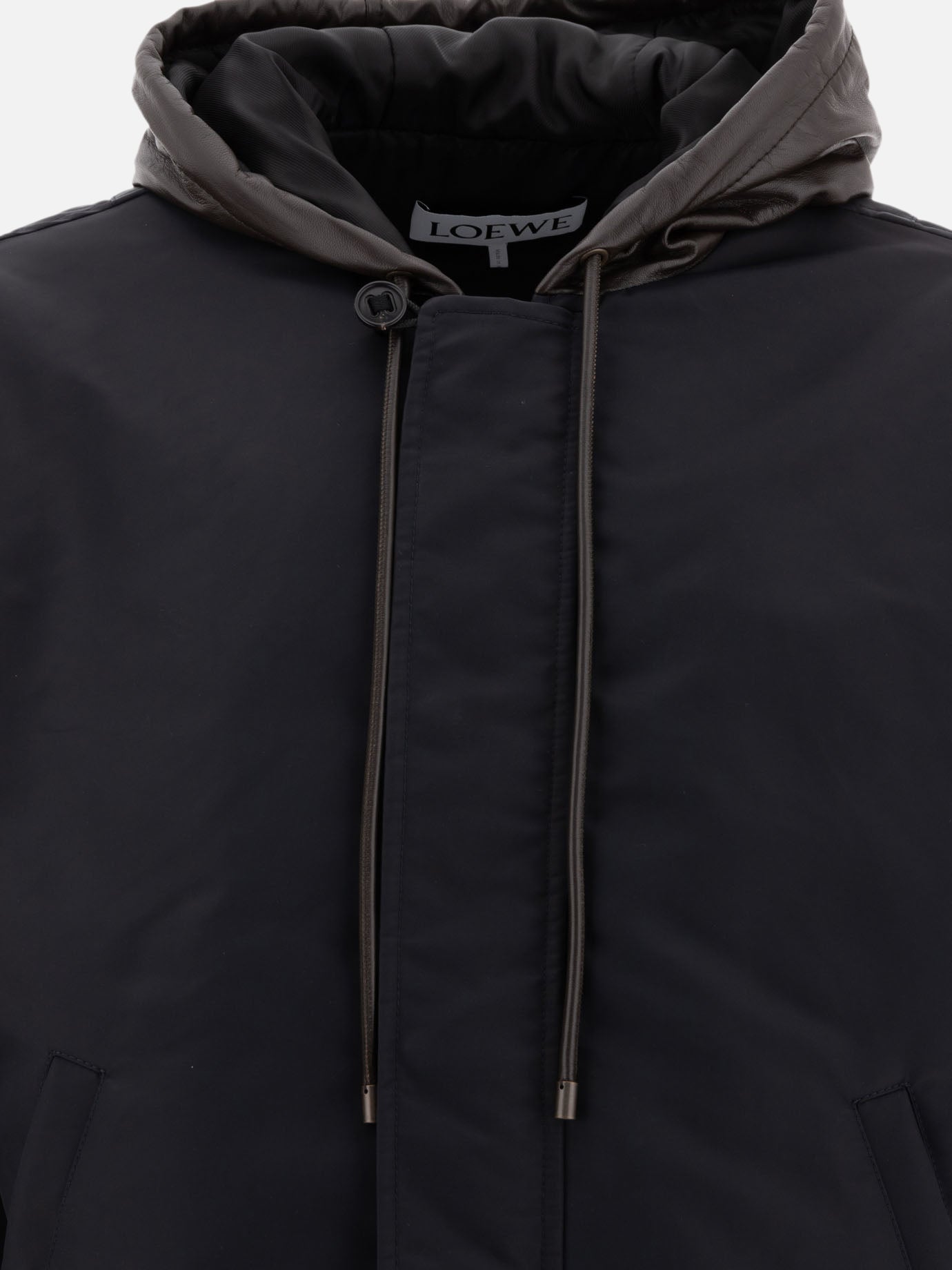 Loewe Hooded bomber jacket in nylon Black