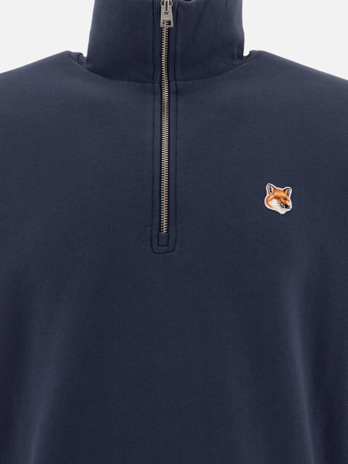 Maison Kitsuné "Fox Head" half-zip sweatshirt Blue