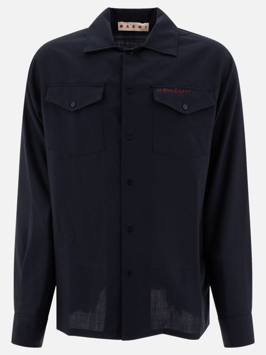 Marni Shirt with embroidered logo Blue