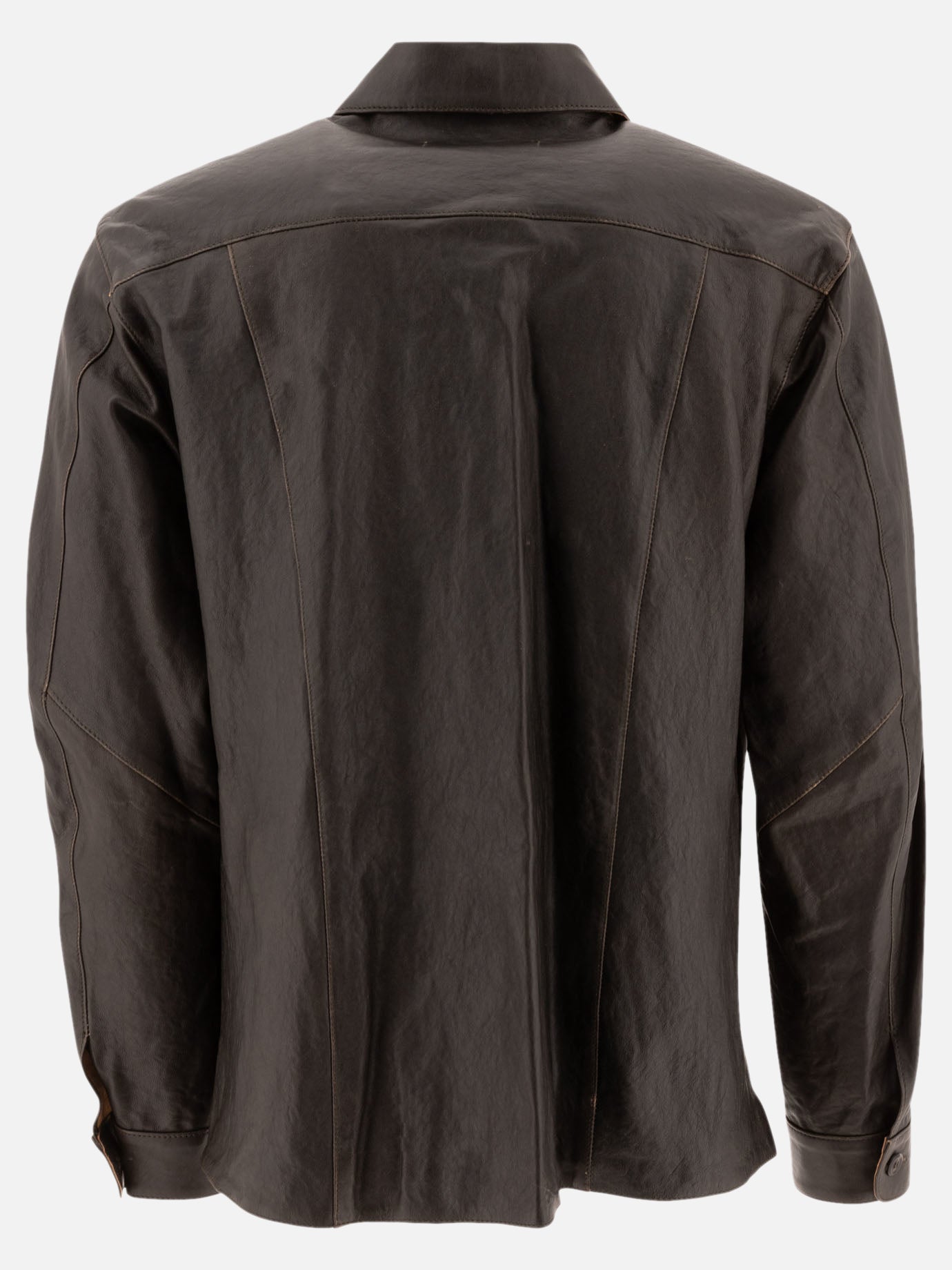 Our Legacy "Welding" leather overshirt Brown