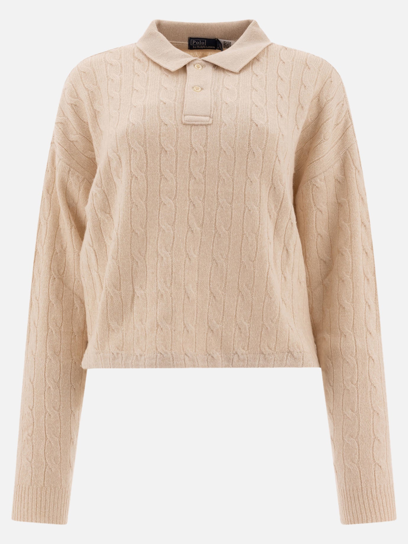 Polo Ralph Lauren "Pony" cable-knit polo shirt Beige