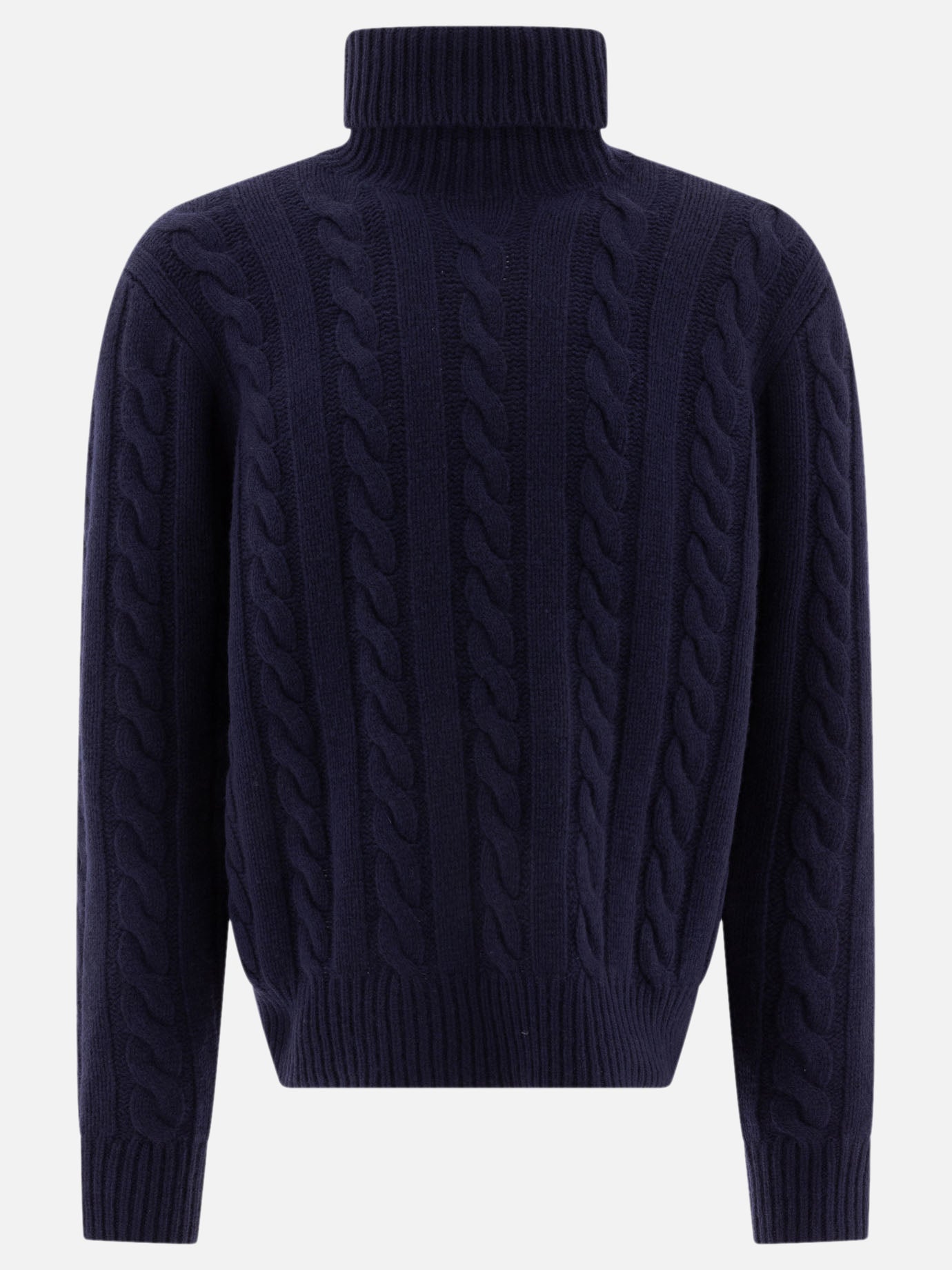 Polo Ralph Lauren Wool and cashmere cable-knit turtleneck sweater Blue