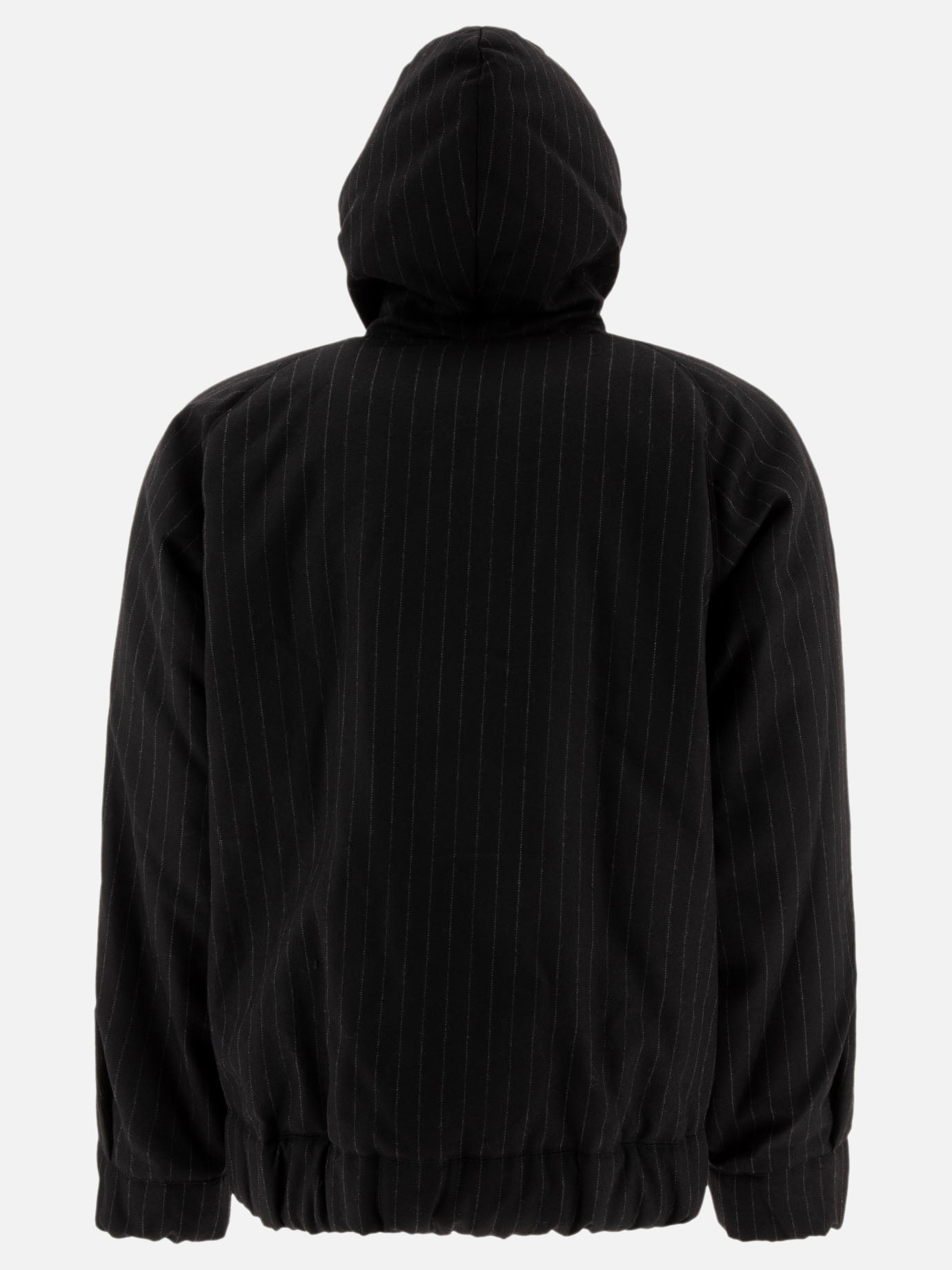 Sacai Pinstriped hooded jacket Black