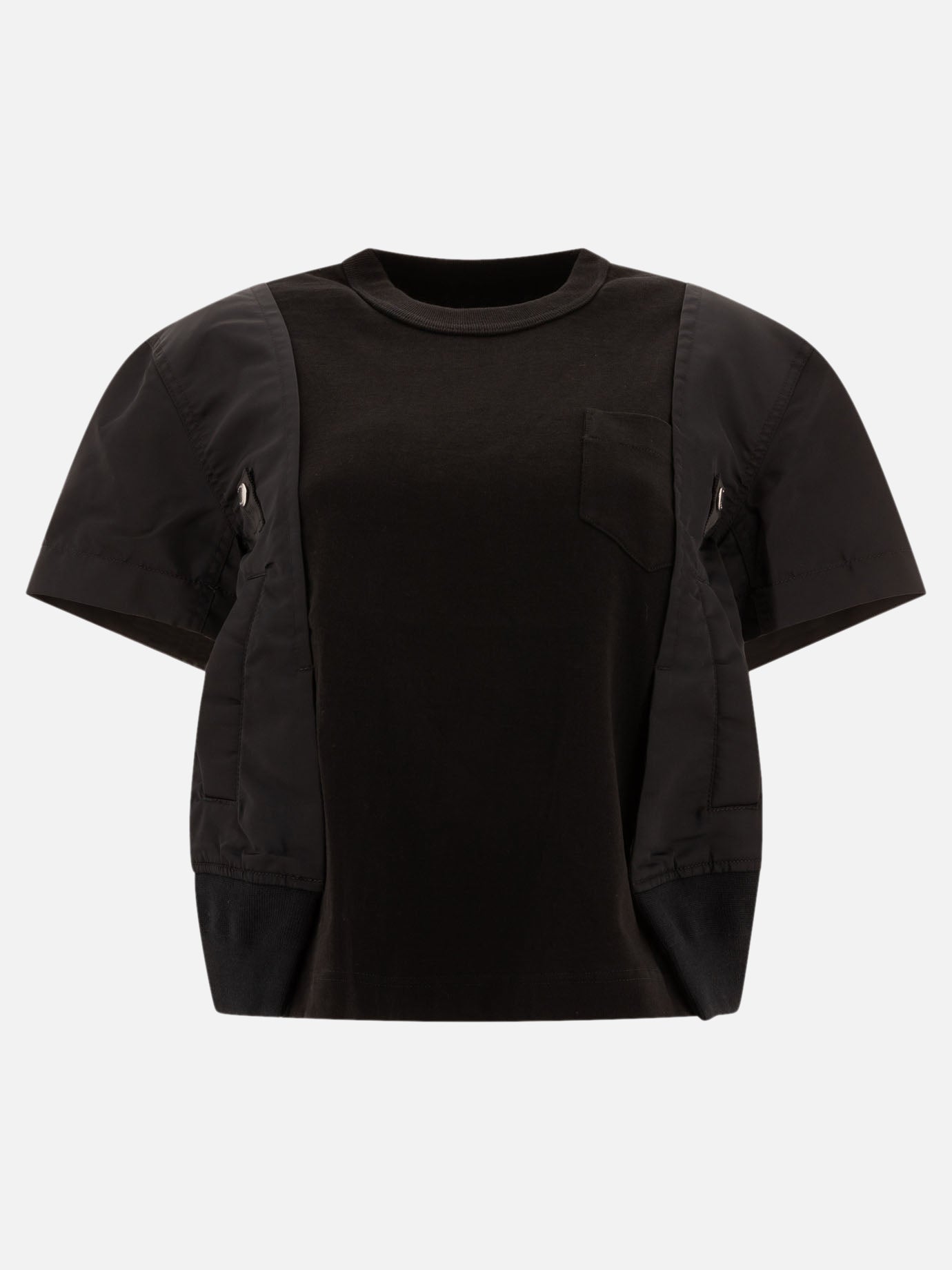 Sacai "Nylon Twill x Cotton Jersey" t-shirt Black