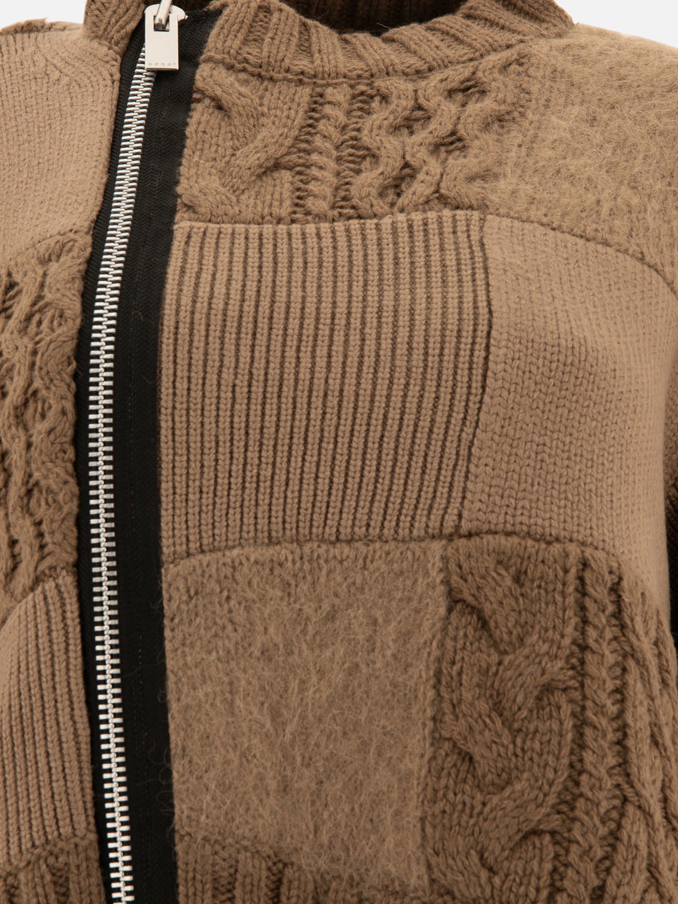 Sacai Patchwork cardigan Beige