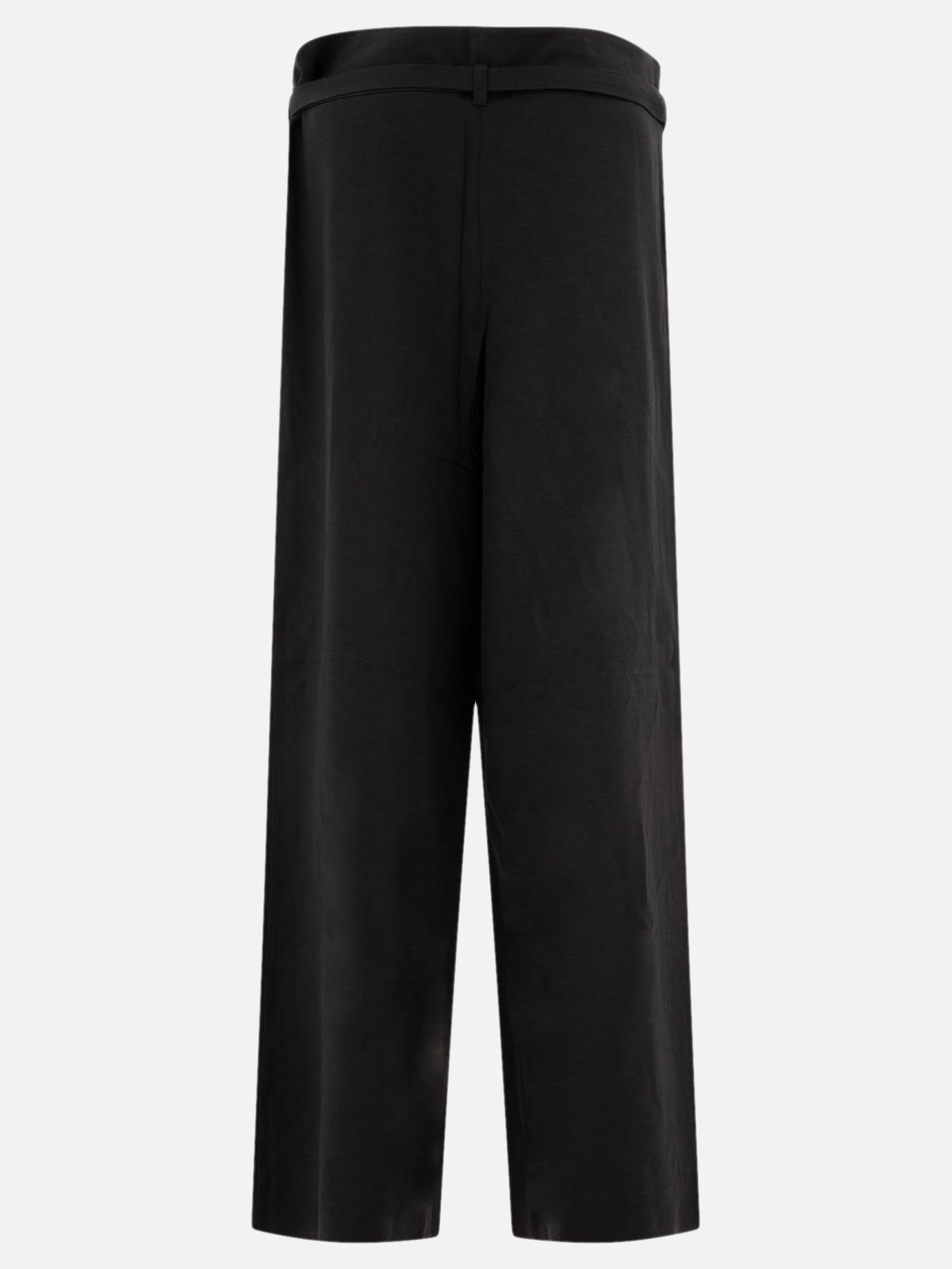 Toteme Wide leg trousers in fluid viscose and linen Black