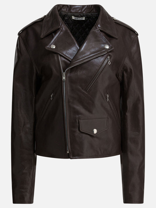 Leather jackets Solid colour  Brown - Auralee Men | PLP | VIETTI Online Store 
