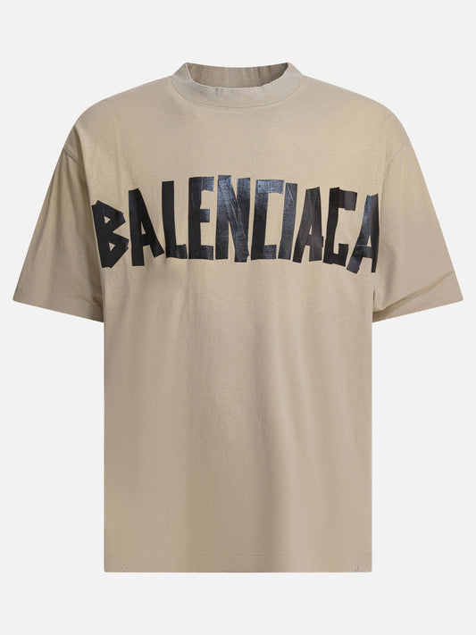 T-shirt girocollo Logo  Beige - Balenciaga Uomo | VIETTI Online Store 
