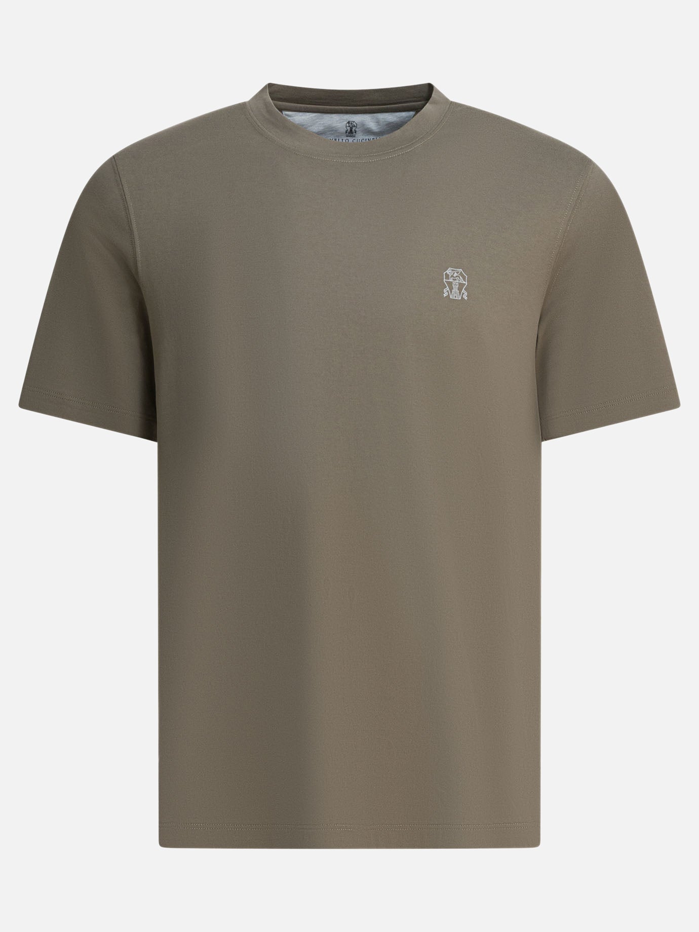 Crewneck t-shirts Logo  Green - Brunello Cucinelli Men | PDP | VIETTI Online Store | Zoom-Modal
