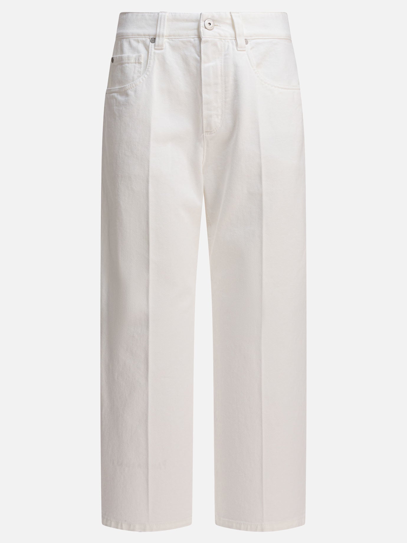 Straight-leg jeans Solid colour  White - Brunello Cucinelli Women | PDP | VIETTI Online Store | Zoom-Modal
