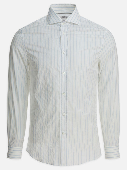 Casual shirts Striped  White - Brunello Cucinelli Men | PLP | VIETTI Online Store 
