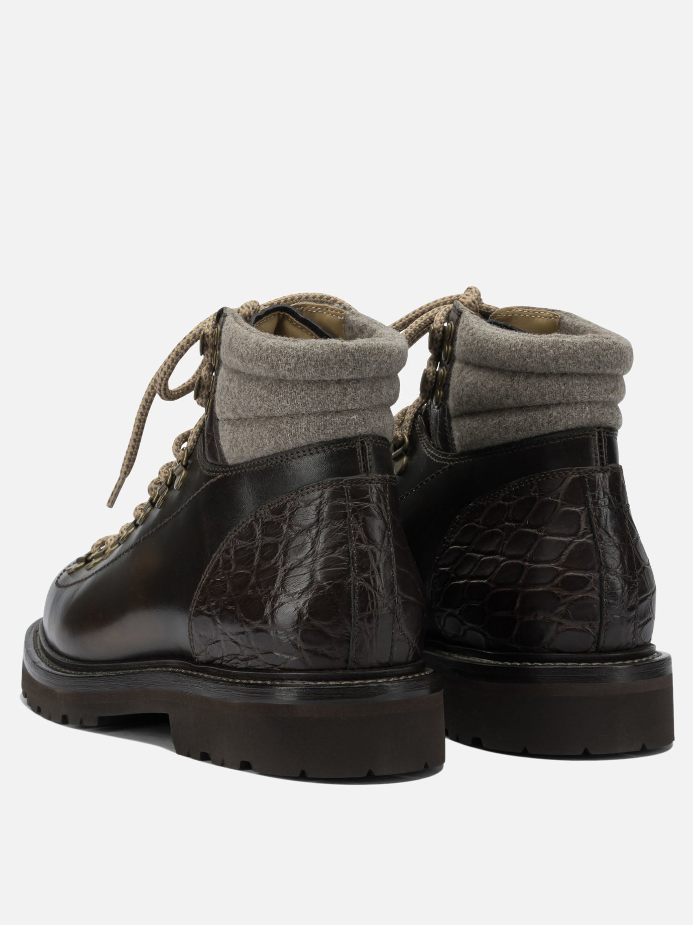 Lace-up boots 100% leather - 100% rubber  Brown - Brunello Cucinelli Men | PDP | VIETTI Online Store | thumbnail_4