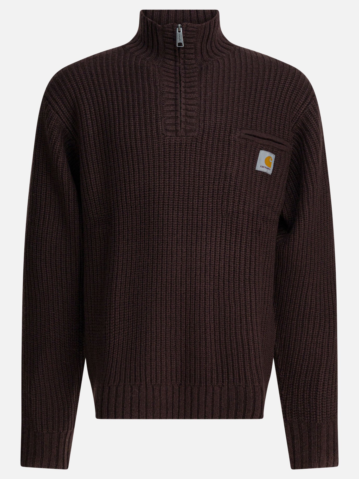 Half zip sweaters Logo  Brown - Carhartt WIP Men | PDP | VIETTI Online Store | Zoom-Modal
