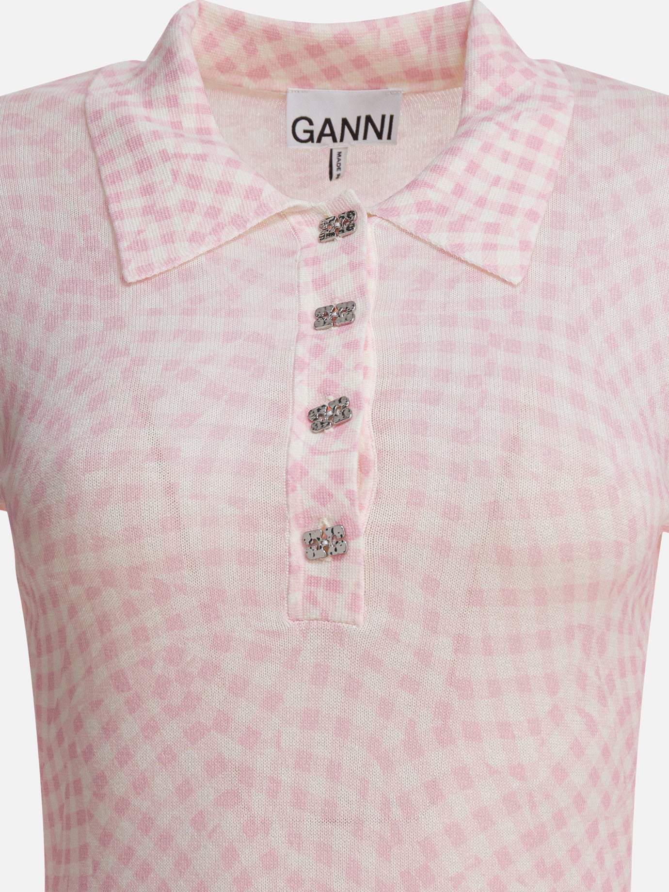 Ganni Polo stampata in cotone 16742250_S Pink thumbnail_3