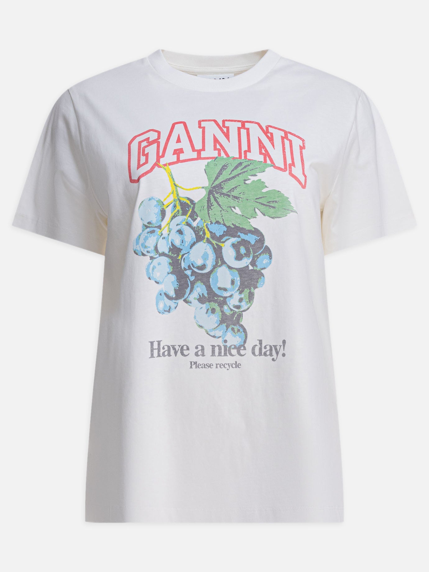 Ganni T-shirt con stampa e logo 19011308_L Beige thumbnail_1