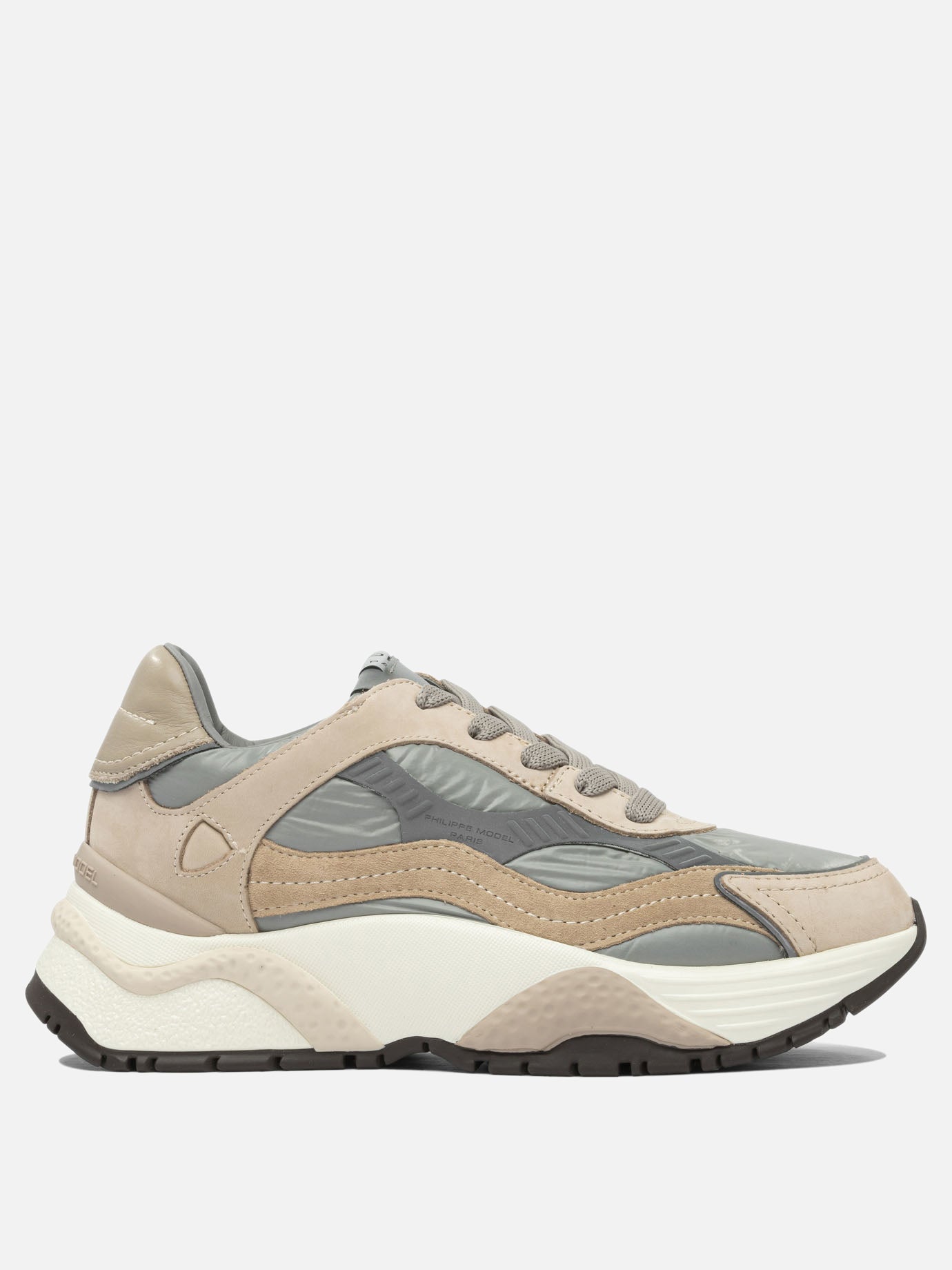 Sneaker basse 50% fabric 40% calf leather 10% goat leather - 100% rubber  Beige - Philippe Model Paris Donna | PDP | VIETTI Online Store | Zoom-Modal
