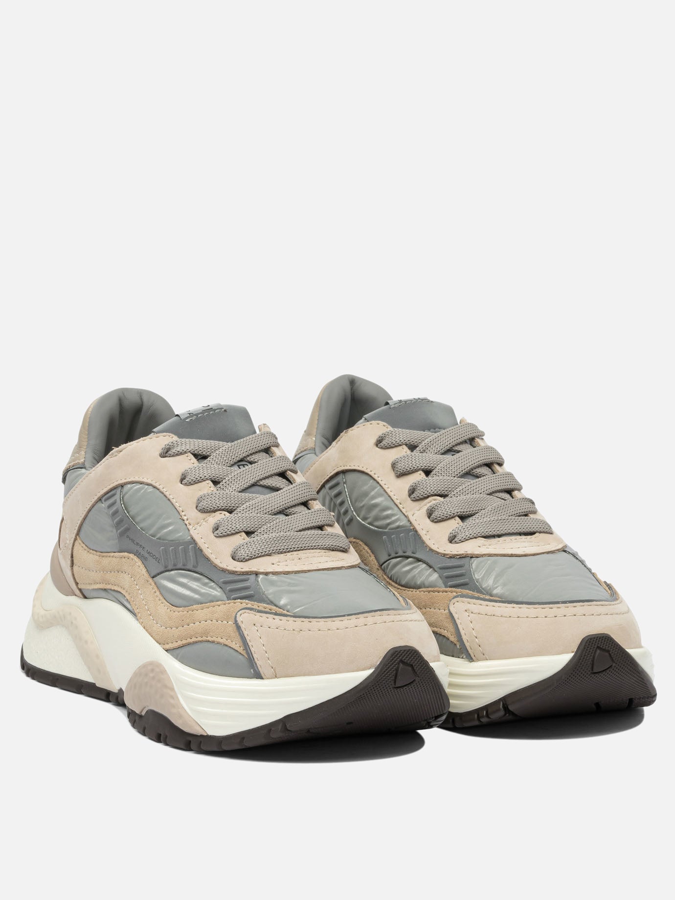 Sneaker basse 50% fabric 40% calf leather 10% goat leather - 100% rubber  Beige - Philippe Model Paris Donna | PDP | VIETTI Online Store | Zoom-Modal_2
