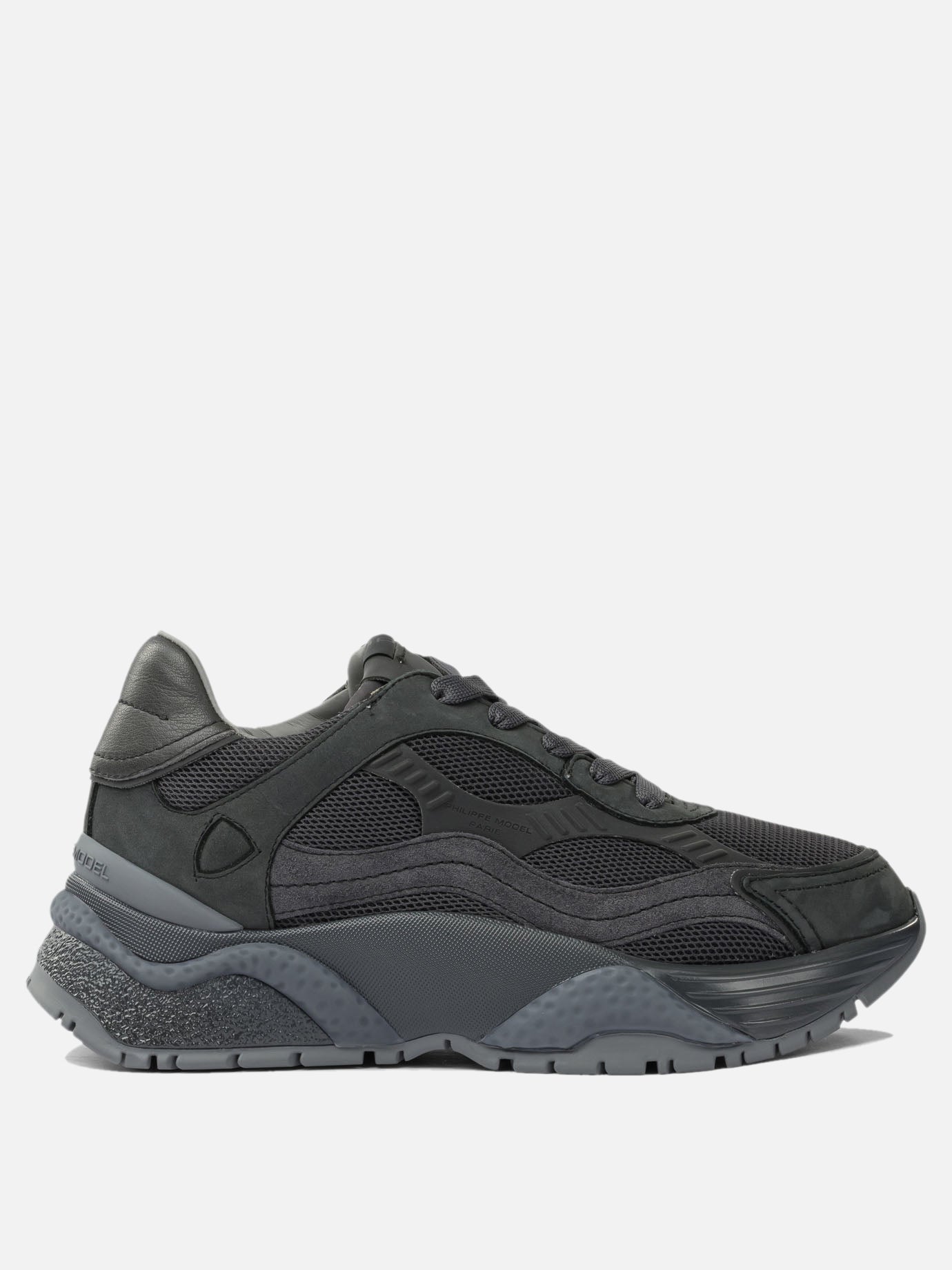 Sneaker basse 50% fabric 40% calf leather 10% goat leather - 100% rubber  Nero - Philippe Model Paris Donna | PDP | VIETTI Online Store | Zoom-Modal
