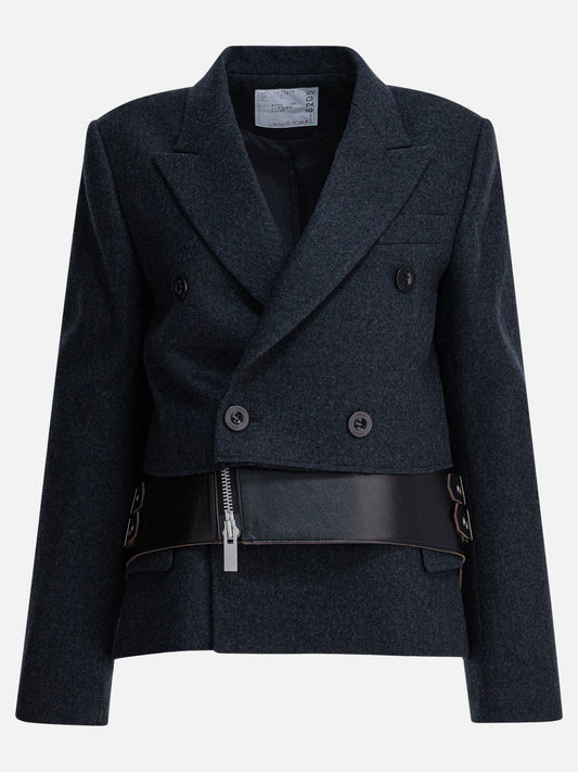 Short coats Pinstriped  Grey - Sacai Women | PDP | VIETTI Online Store 
