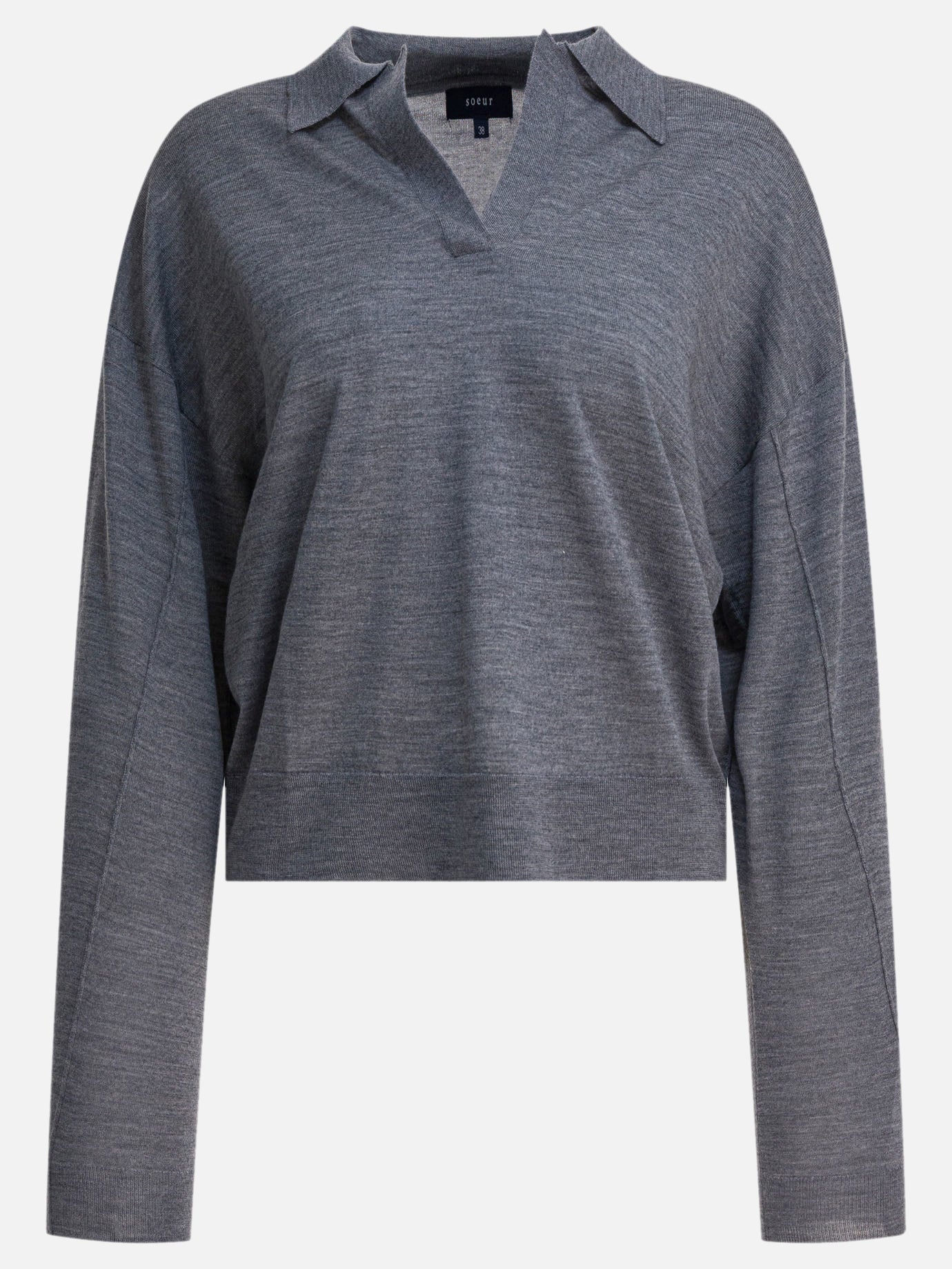 V neck sweaters Solid colour  Grey - Soeur Women | PDP | VIETTI Online Store | Zoom-Modal
