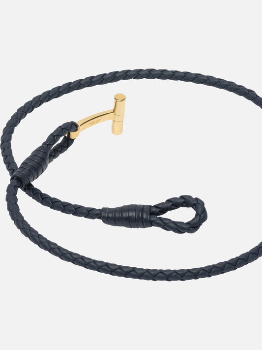 Tom Ford Bracciale in pelle intrecciata a T 22097761_L Blue 2