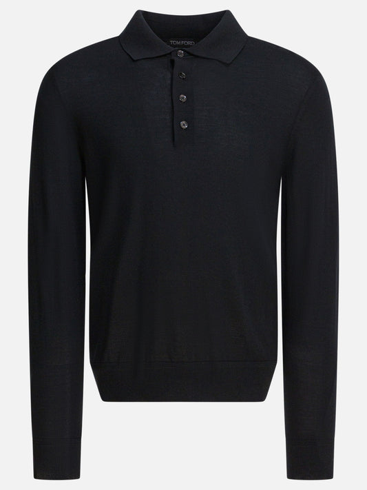 Polo con bottoni Solid colour  Nero - Tom Ford Uomo | PDP | VIETTI Online Store 
